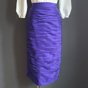 80's Royal Purple Ruched Pencil Skirt by R&K Originals